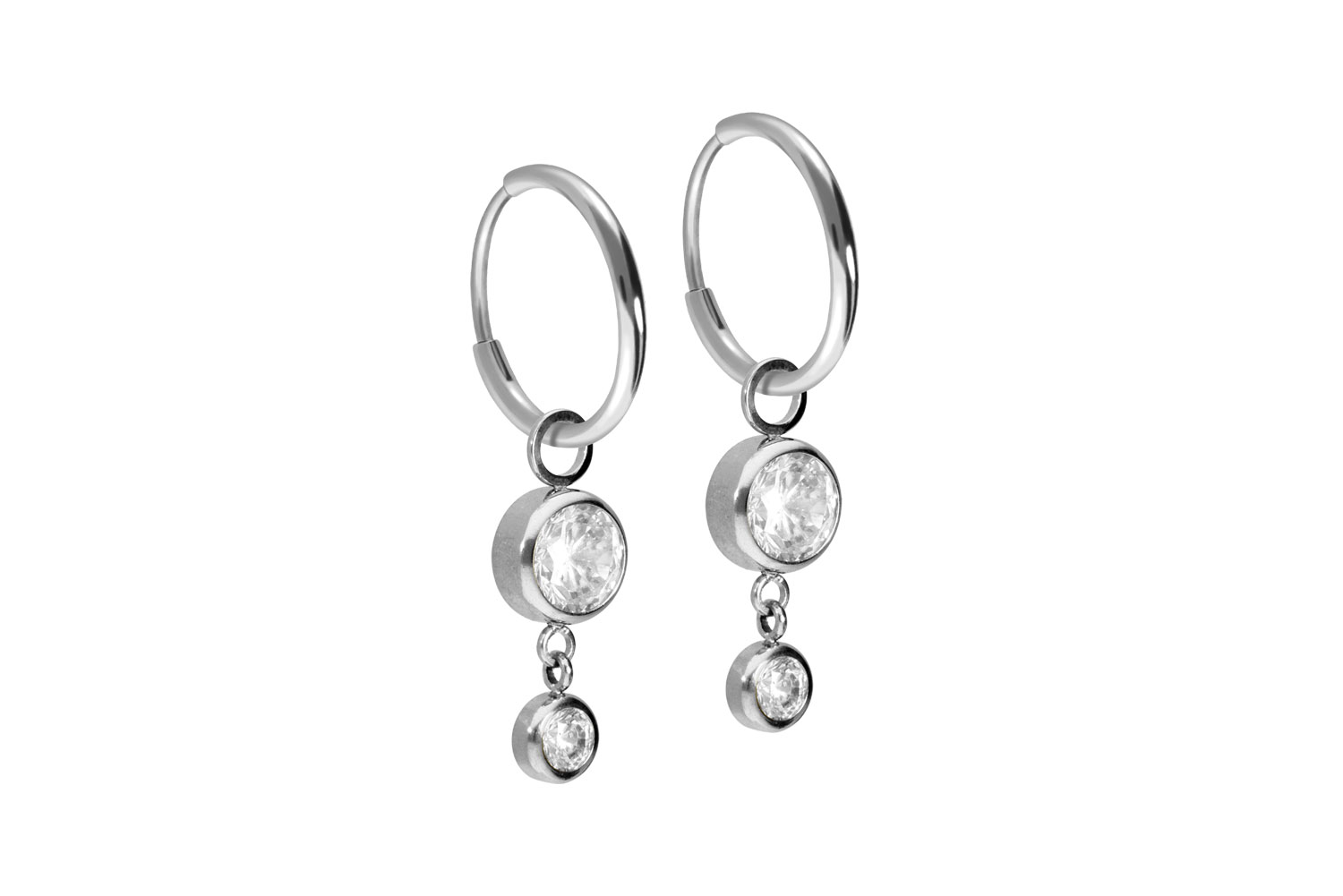 Titan Ohrclicker Creolen 2 RUNDE KRISTALLE von Piercingline